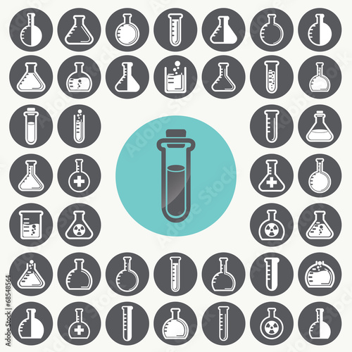 Chemical test tubes icons set. Illustration eps10