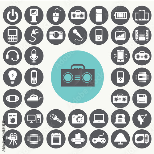 Electronics device icons set. Illustration eps10
