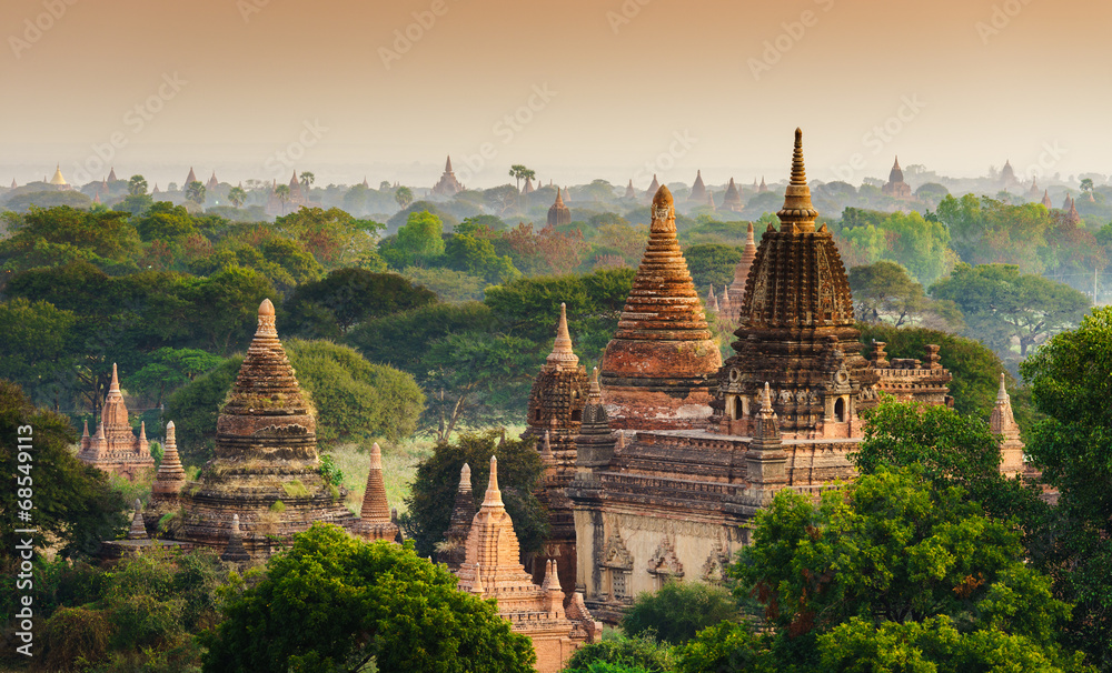 The Temples of Bagan at sunrise, Bagan, Myanmar