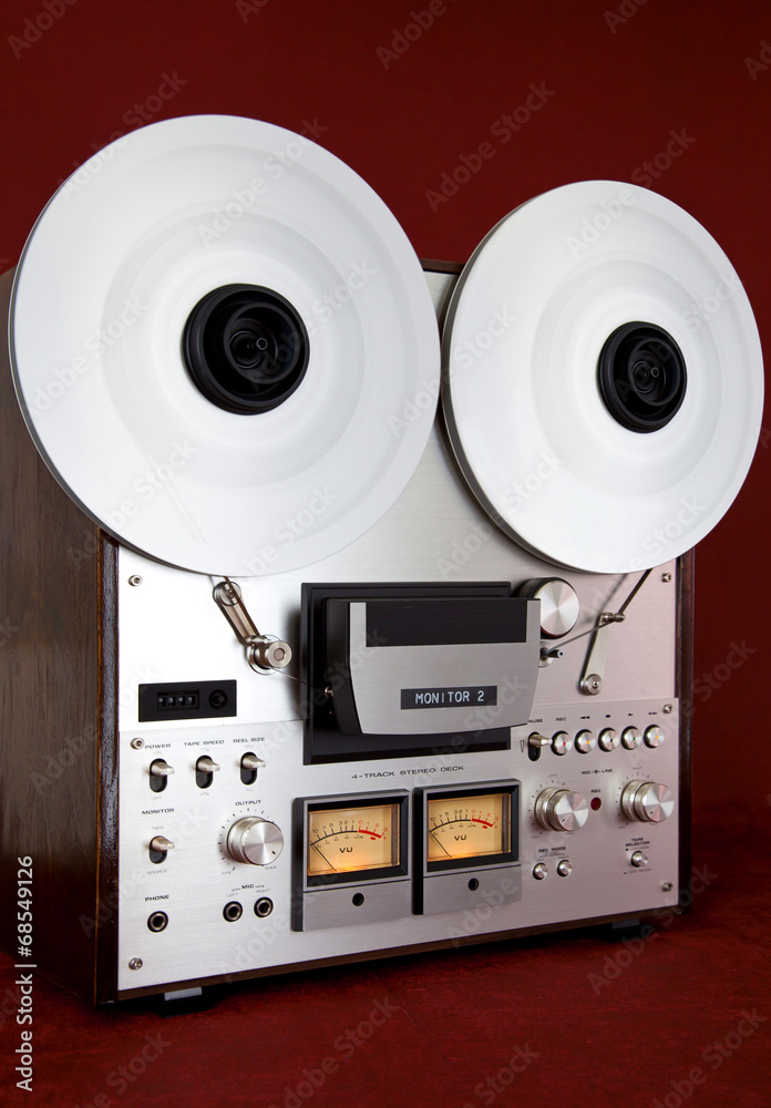 Fototapeta premium Analog Stereo Open Reel Tape Deck Recorder Vintage