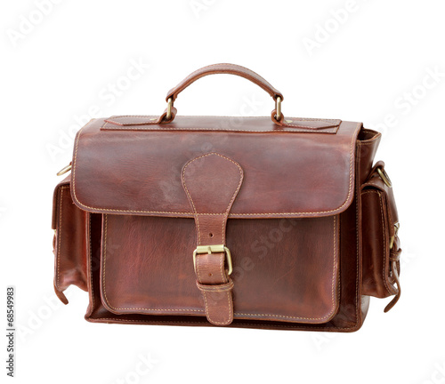 Brown leather bag isolated