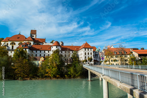 view on river in romantic Bavarian city Fussen, Germany