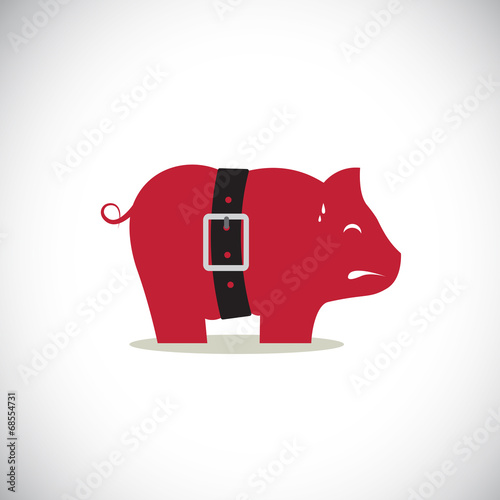 Pink pig piggy bank with tight belt