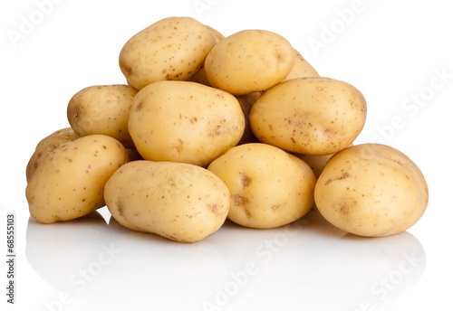 Heap of potatoes isolated on white background