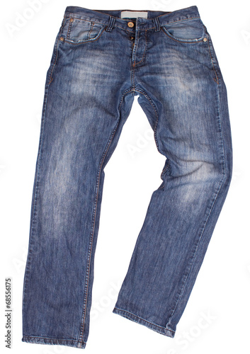 Blue jeans isolated on white background. Clipping paths