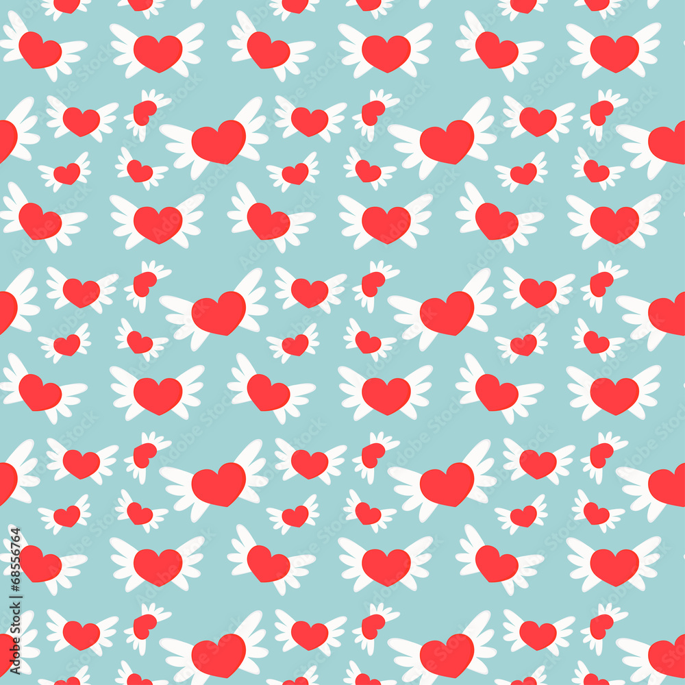 Romantic seamless pattern with hearts. Vector illustration.