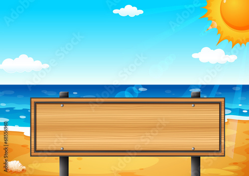 An empty wooden signage at the beach