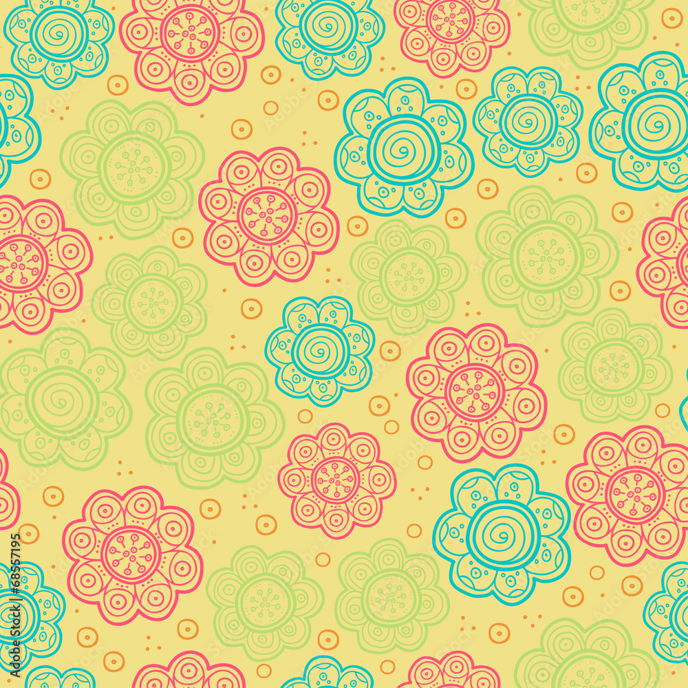 Fototapeta premium Floral seamless pattern. Vector illustration. Beautiful
