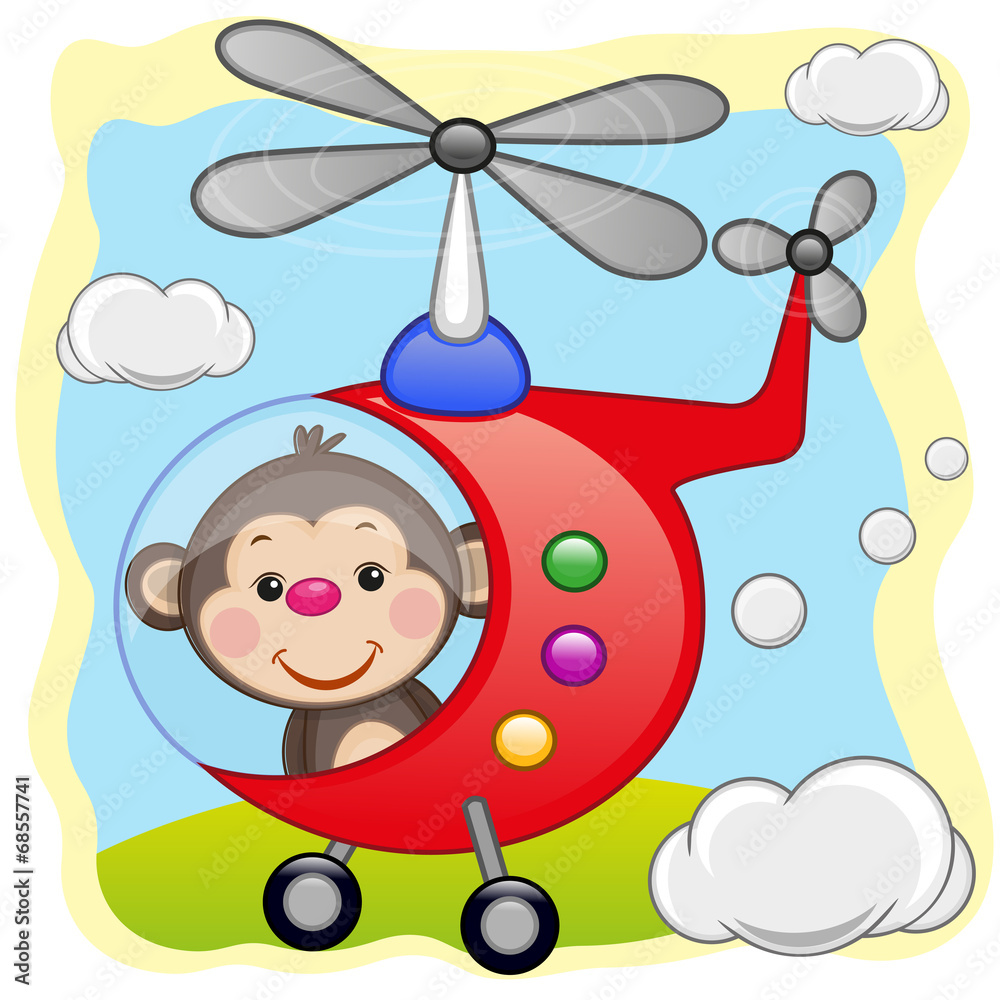 Fototapeta premium Monkey in helicopter