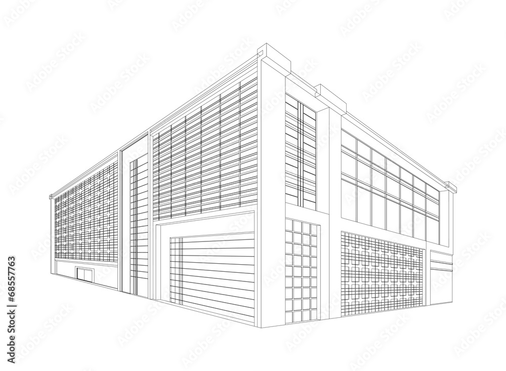 Wireframe modern building,Architecture background Wireframe modern building,Architecture background