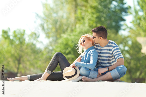 Couple is relaxing on the beach