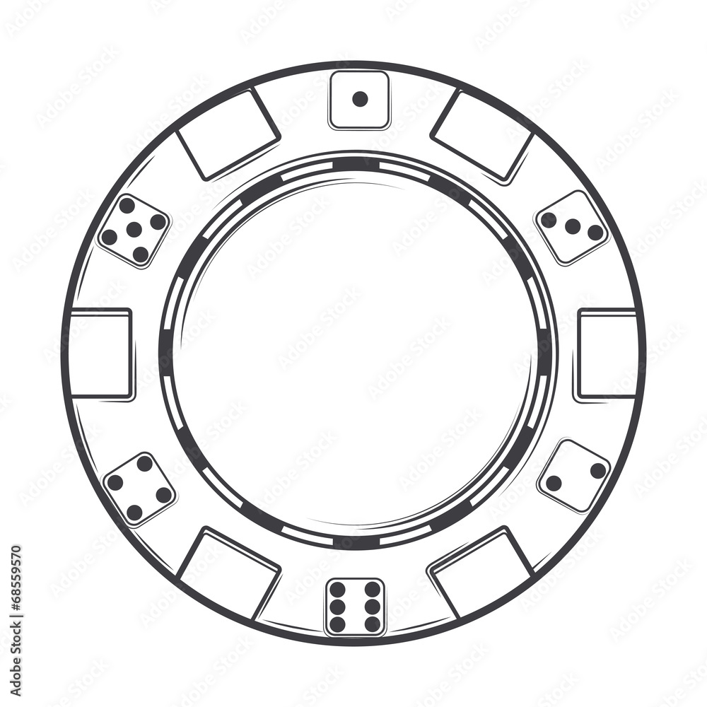 Naklejka premium Single casino chip isolated on a white background. Line art