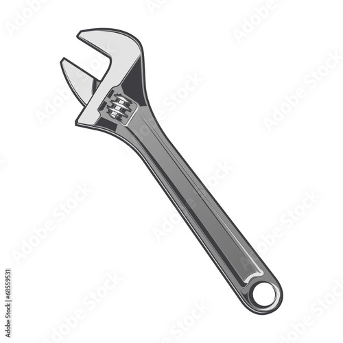 Wrench isolated on a white background. Color line art
