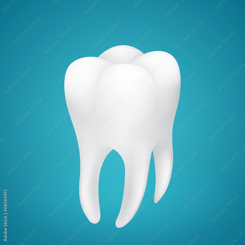 Healthy human tooth on blue background