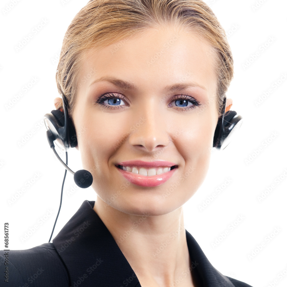 Support phone operator in headset isolated stock foto adobe stock