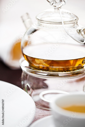 Glass Teapot with tea
