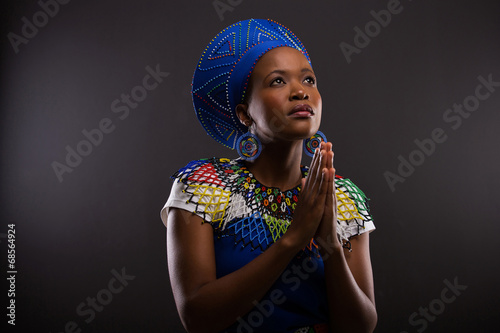 young african woman praying