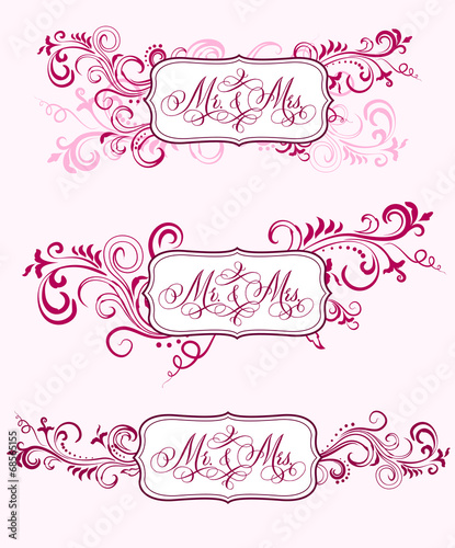 Wedding calligraphy in floral ornaments