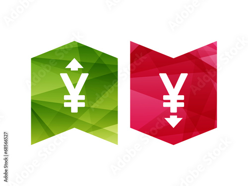Colorful geometric currency up and down sign vector
