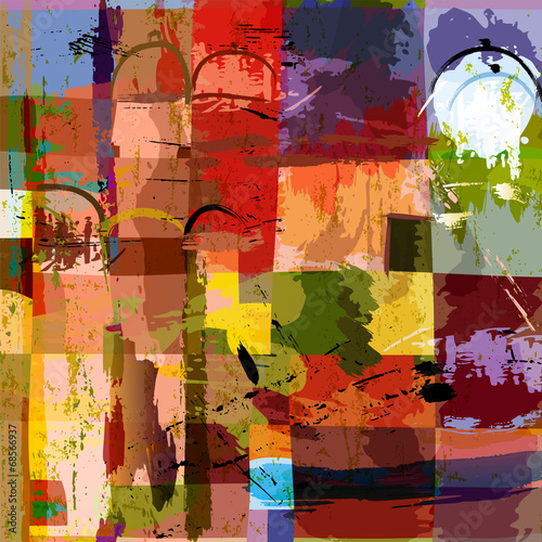 abstract background composition, with paint strokes, splashes an