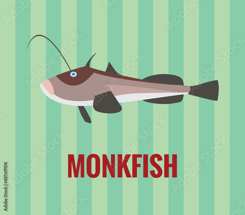 Monkfish drawing on green background