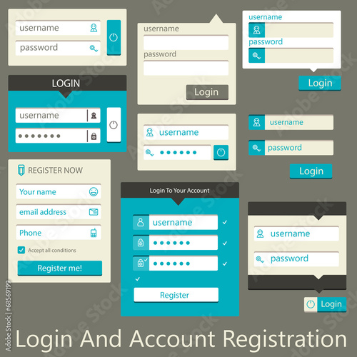 user interface login and account registration