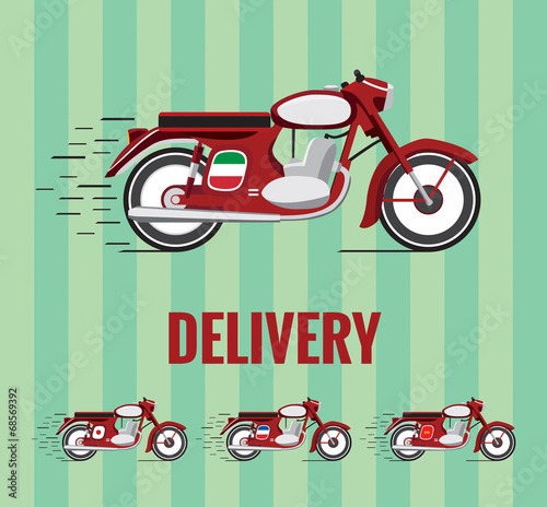 Delivery motorcycle drawing with versions for cuisines