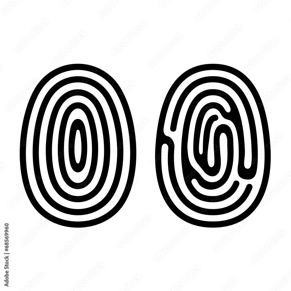 Fingerprint Icons Set on White Background. Vector. Fingerprint Icons Set on White Background. Vector.