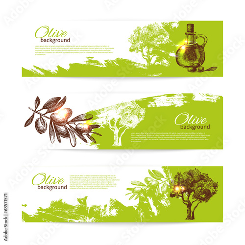 Banner set of vintage olive background splash backgrounds