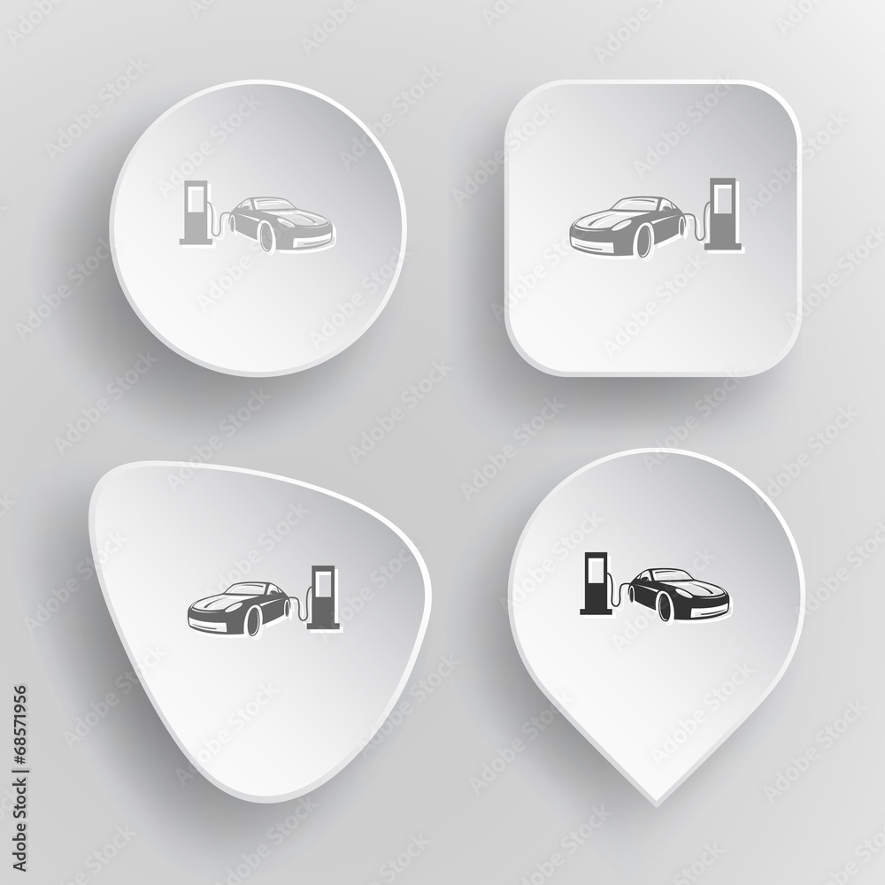 Car fueling. White flat vector buttons on gray background. Car fueling. White flat vector buttons on gray background.