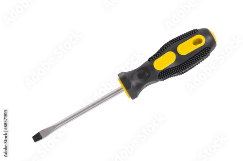 Yellow screwdriver isolated on white background