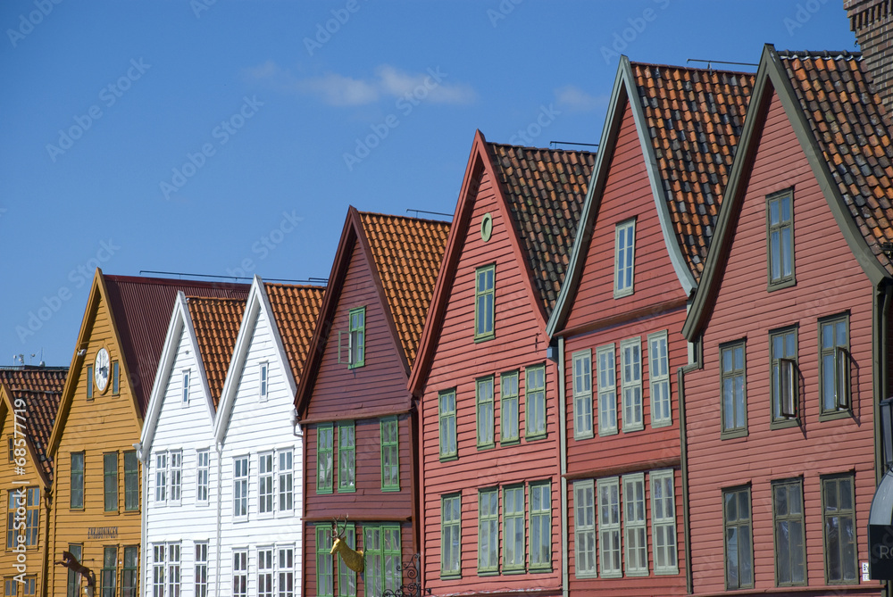 Bryggen, Holzhäuser der Hansestadt Bergen in Norwegen