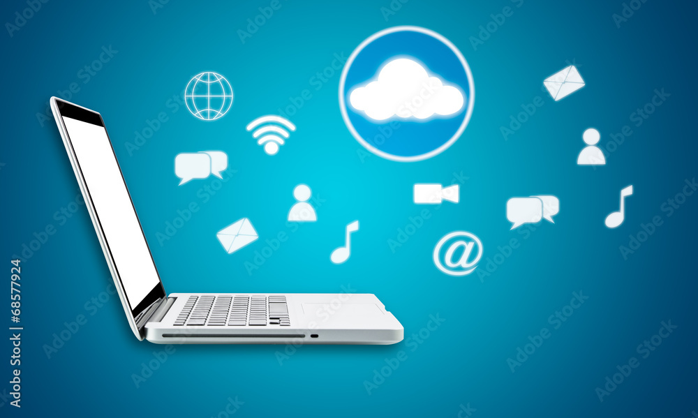 Cloud computing laptop technology connectivity concept Cloud computing laptop technology connectivity concept