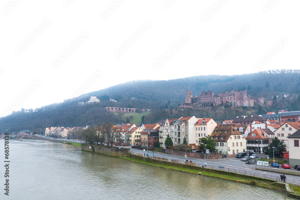 The cityscape of Heidelberg city with River Neckar and Heidelber