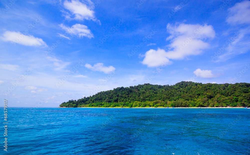 Fototapeta premium Beach of tropical crystal clear sea, Tachai island, Andaman, Tha