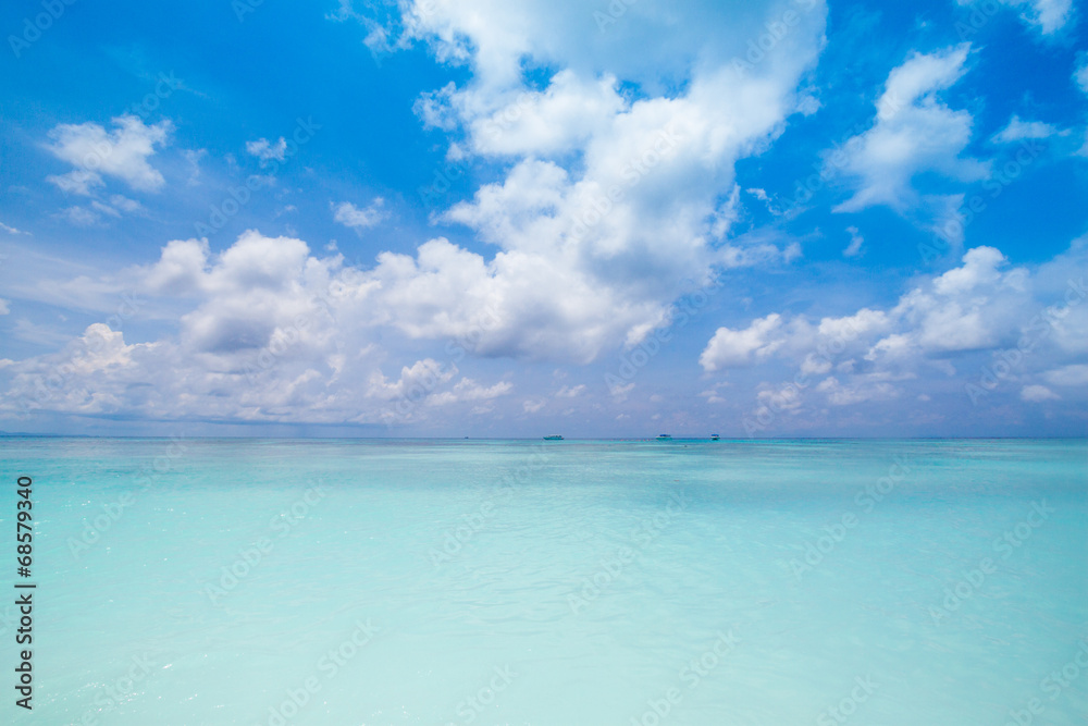 Beach of tropical crystal clear sea, White sand beach, Tachai is