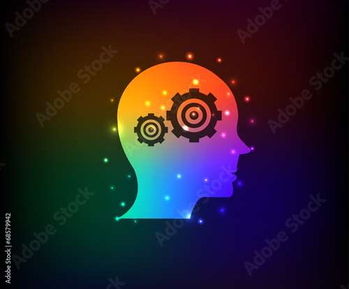 Engine brain symbol,Rainbow vector