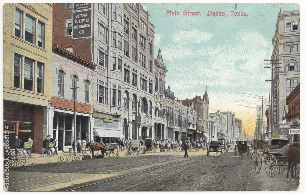 Dallas, Main Street 1908 (hist. Postkarte)