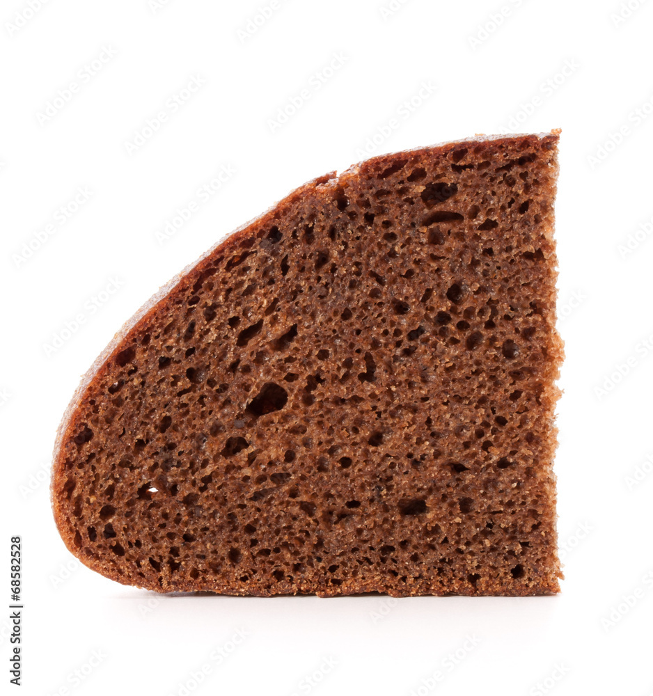 Slice of fresh rye bread isolated on white background cutout Slice of fresh rye bread isolated on white background cutout