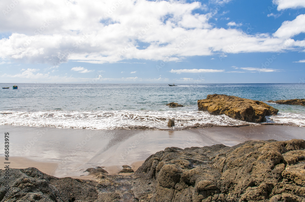 Black sand volcanic beach. Tenerife Island Black sand volcanic beach. Tenerife Island