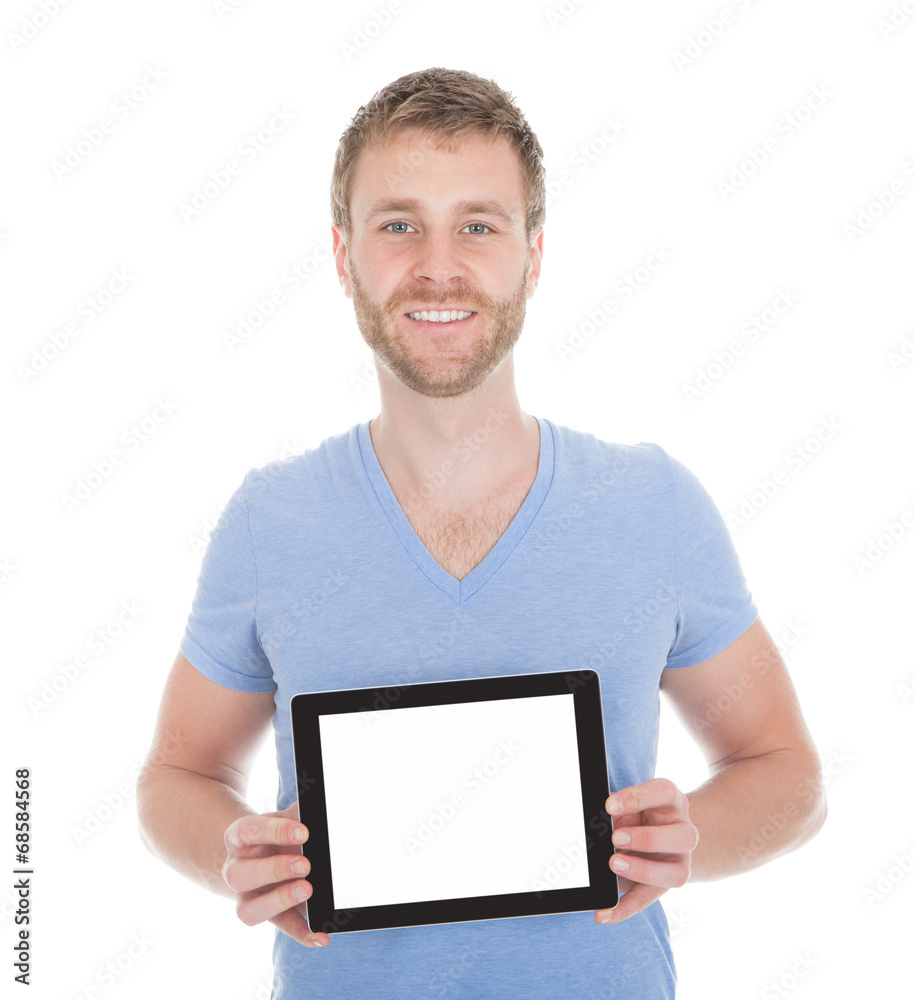 Handsome Man Displaying Digital Tablet Handsome Man Displaying Digital Tablet