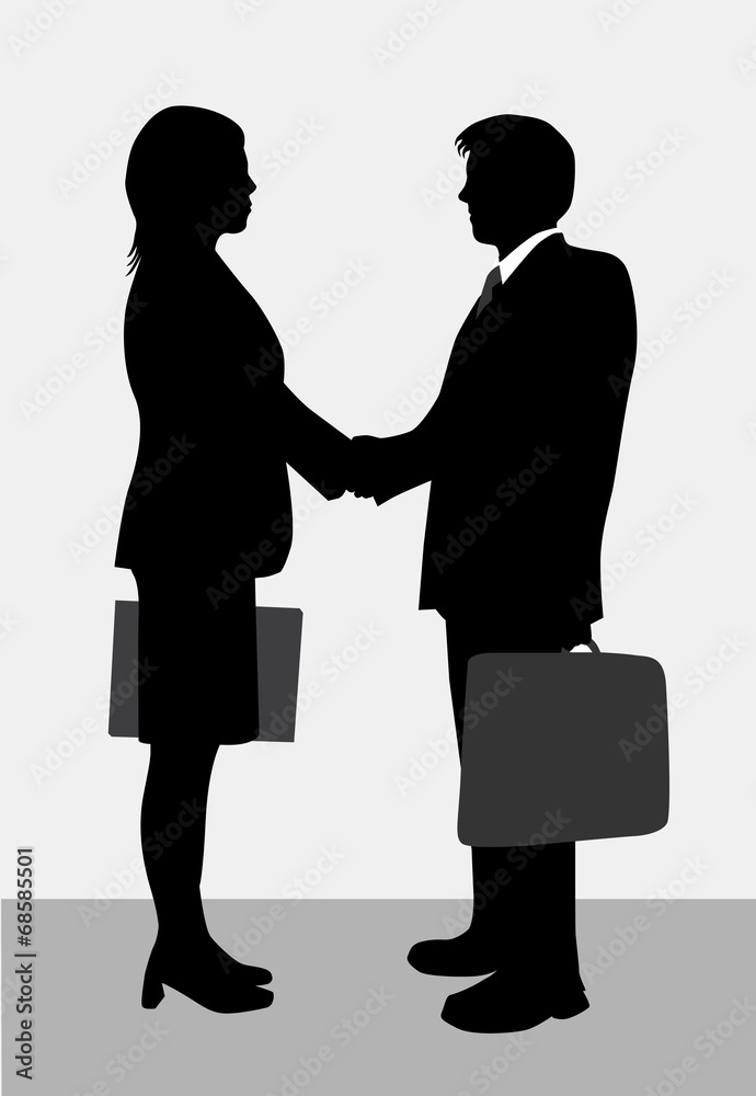 Businesswoman and businessman silhouettes
