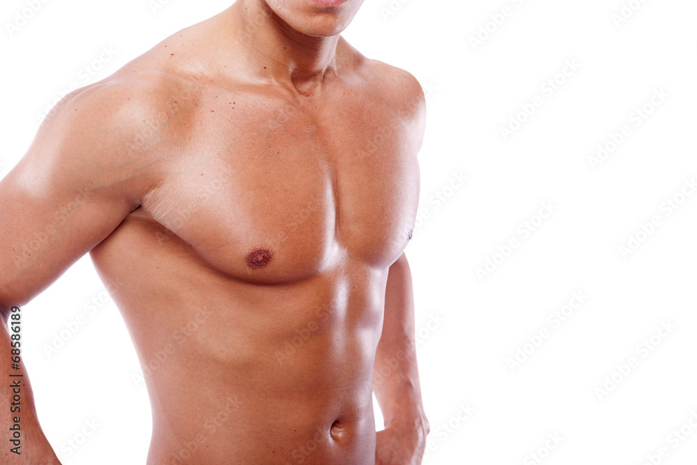 Fototapeta premium Healthy muscular young man isolated on white background