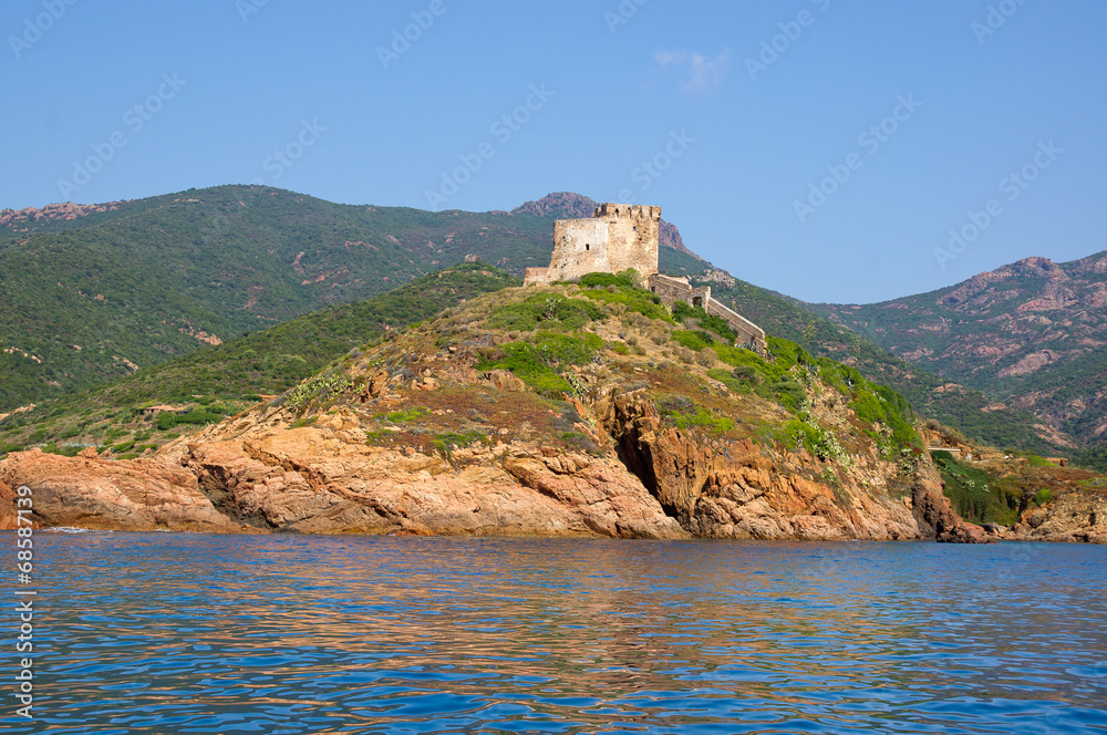 Girolata Fortress in nature reserve of Scandola, Corsica
