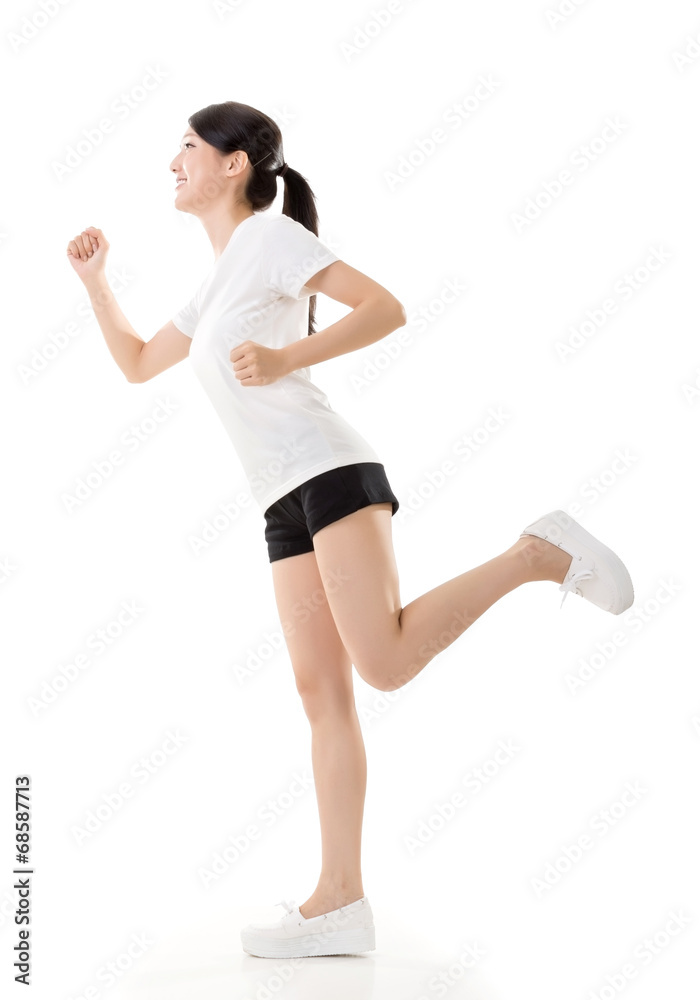 Asian woman running