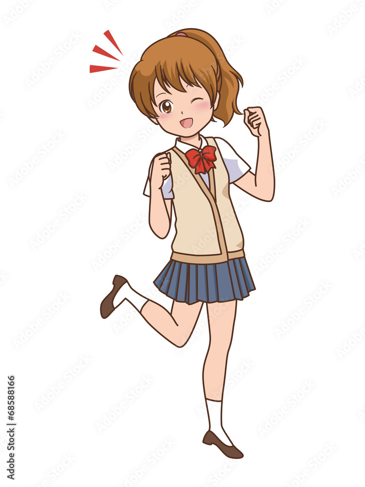 女の子　ガッツポーズ