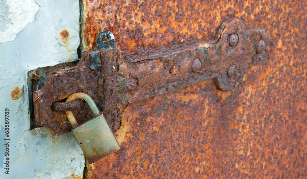 Rusted Locked Solid Metal Door Hinge Padlock Rusted Locked Solid Metal Door Hinge Padlock