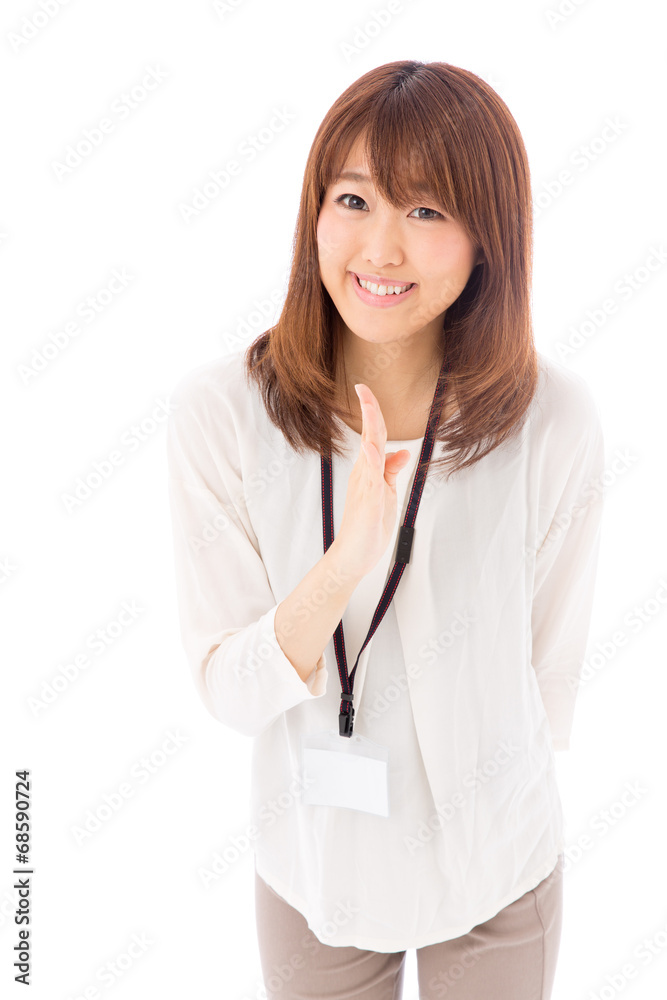 asian businesswoman on white background
