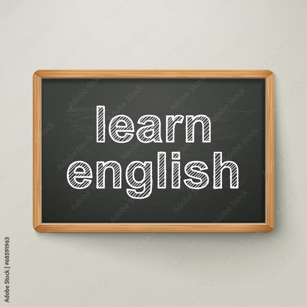 Fototapeta premium learn english on blackboard in wooden frame