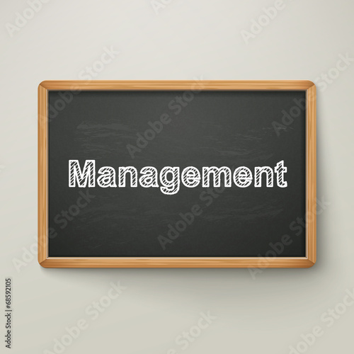 management on blackboard in wooden frame